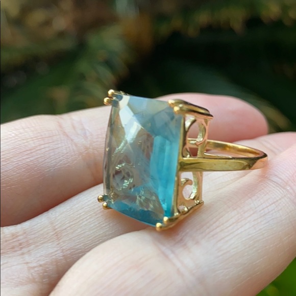 Emerald Cut Fluorite Gold Plated Ring - Picture 12 of 16